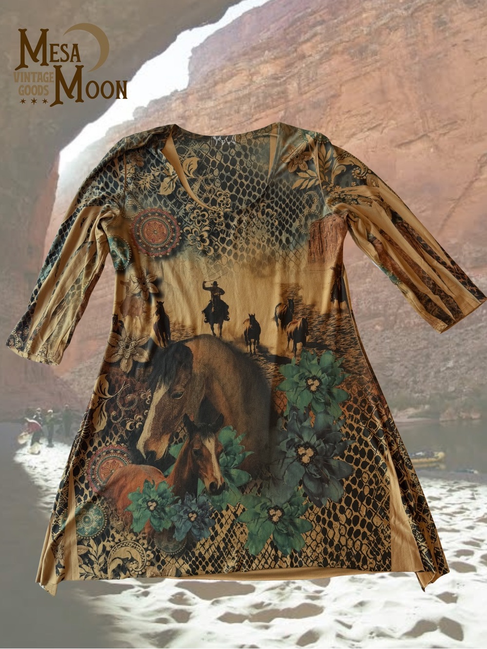 Western Print Tunic Top